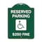 Signmission Reserved Parking $250 Fine W/ Graphic, Green & White Aluminum Sign, 18" x 24", GW-1824-23165 A-DES-GW-1824-23165 - alternate 1